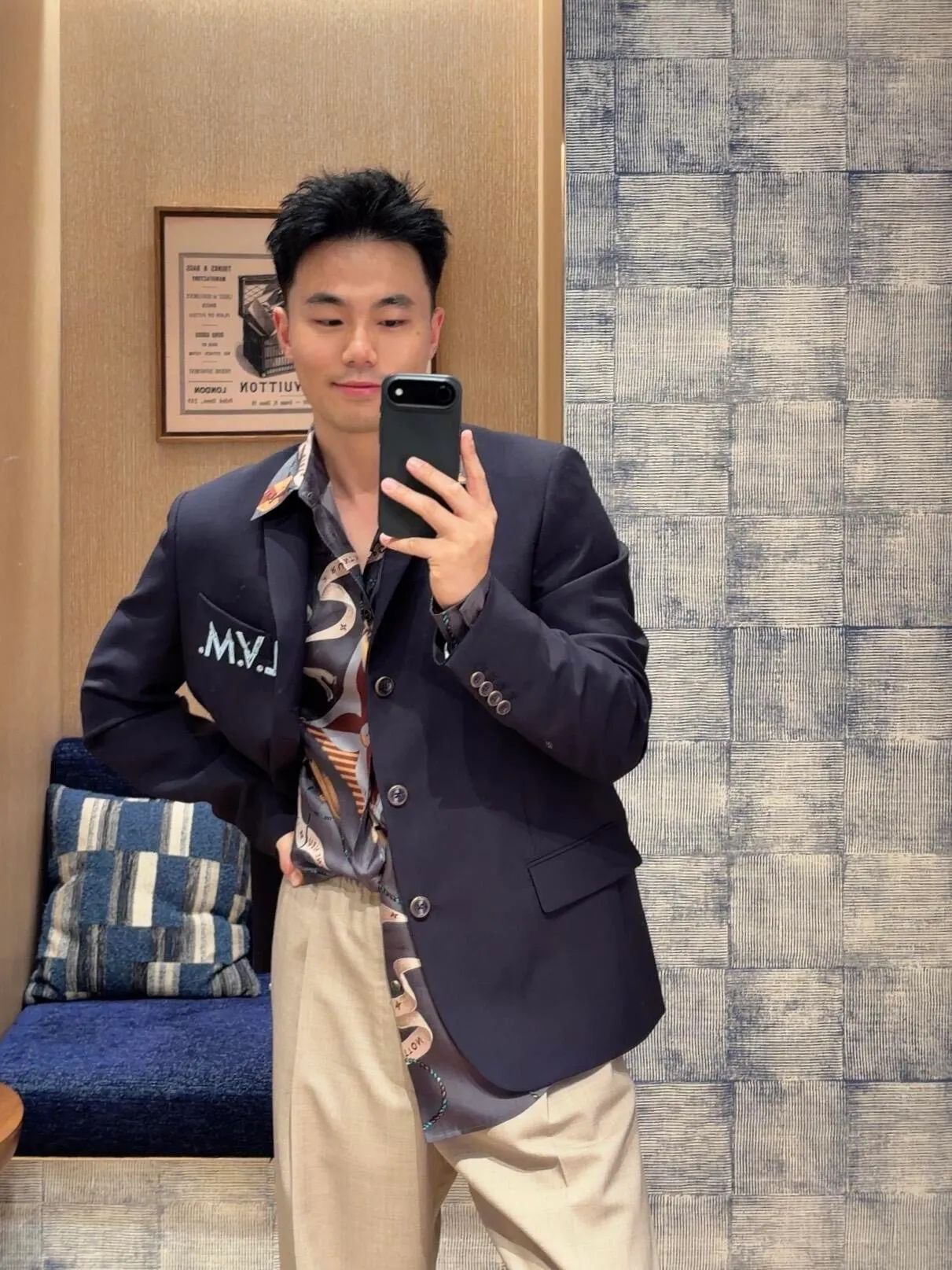 Louis Vuitton Pocket Embroidered Single Breasted Suit Jacket